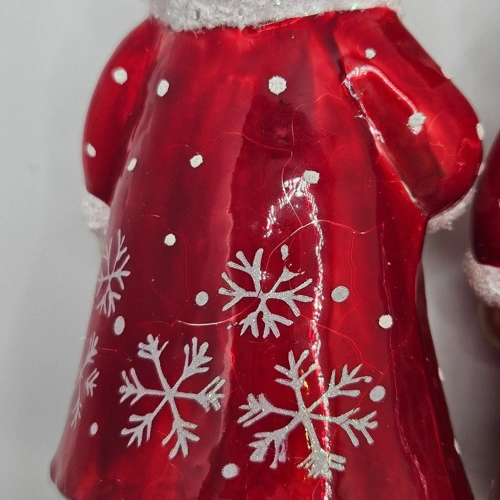 Pier 1 Imports Santa‎ Glass Ornaments Set of 2 Poland Hand Blown Red Christmas